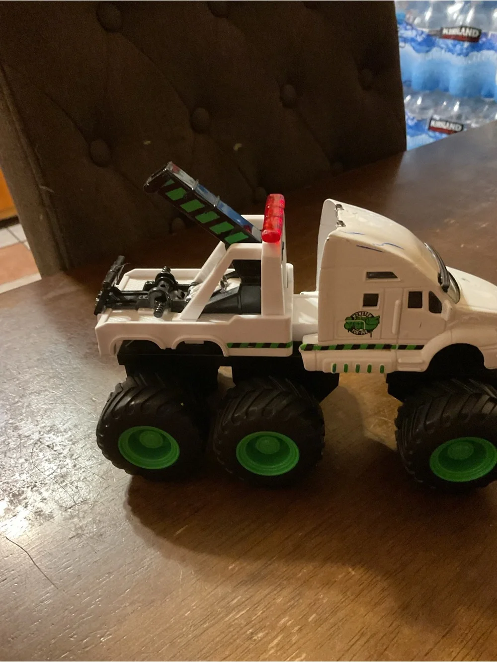 White Monster Truck Toy with Red Light Bar - Kids Off-Road Vehicle